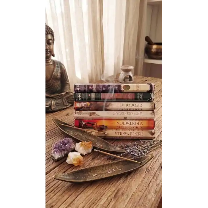6 Çeşit Karışık Koku ve Desenli Ahşap Tütsü Kayığı Seti – 120 Adet Aromaterapi Çubuğu – Ev, Ofis ve Yoga İçin Tam Başlangıç Paketi (Yaprak Şekilli)