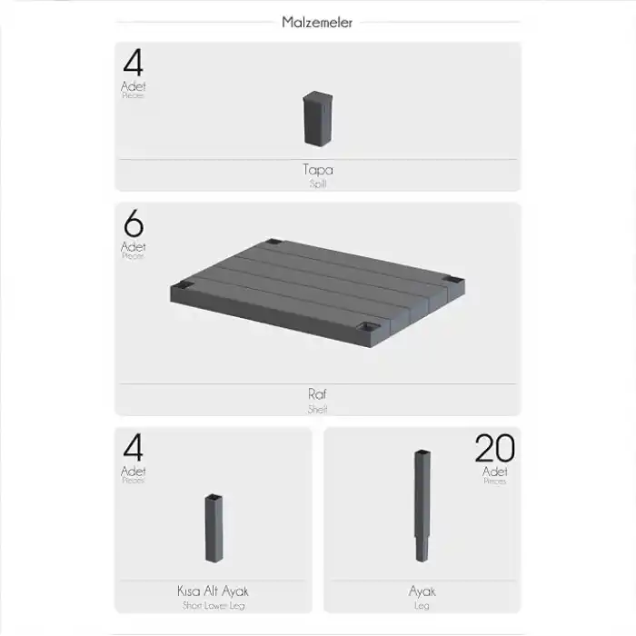 Deconox 6 Katlı Köşe Rafı | Banyo, Mutfak ve Kiler İçin Yer Tasarruflu Organizer | Çok Amaçlı Plastik Raf | 3 Farklı Renk Seçeneği (38x29x152 cm) Dikey ve Yatay Kullanım (BEYAZ)