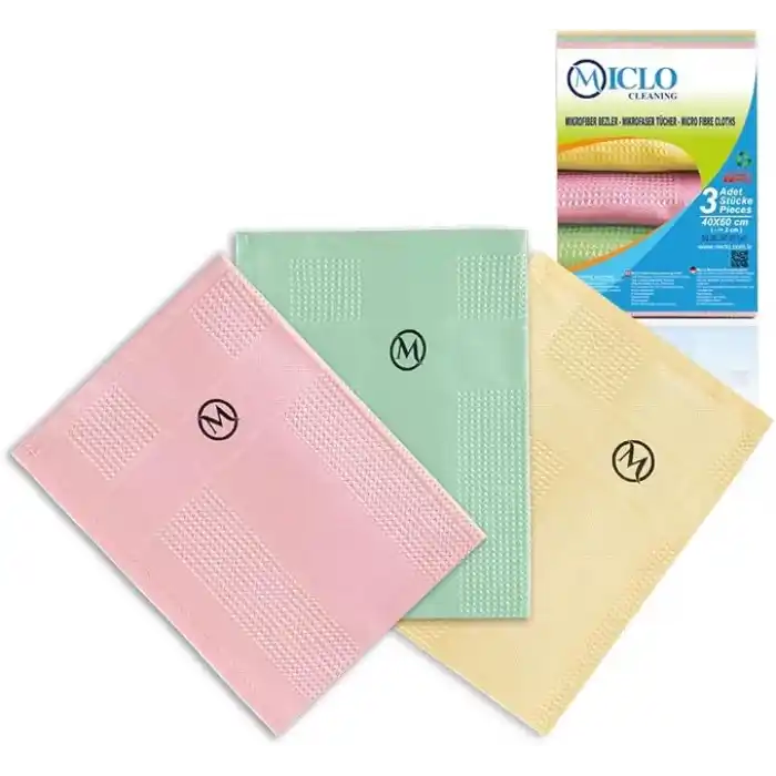 MICLO CLEANING | Mikrofiber Temizlik Bezi 3lü Set | Sihirli Bez | Cam, Ayna Bezi | Soft Seri (30x40)