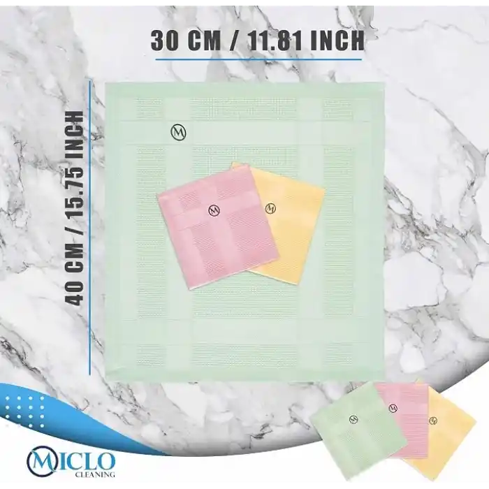 MICLO CLEANING | Mikrofiber Temizlik Bezi 3lü Set | Sihirli Bez | Cam, Ayna Bezi | Soft Seri (30x40)