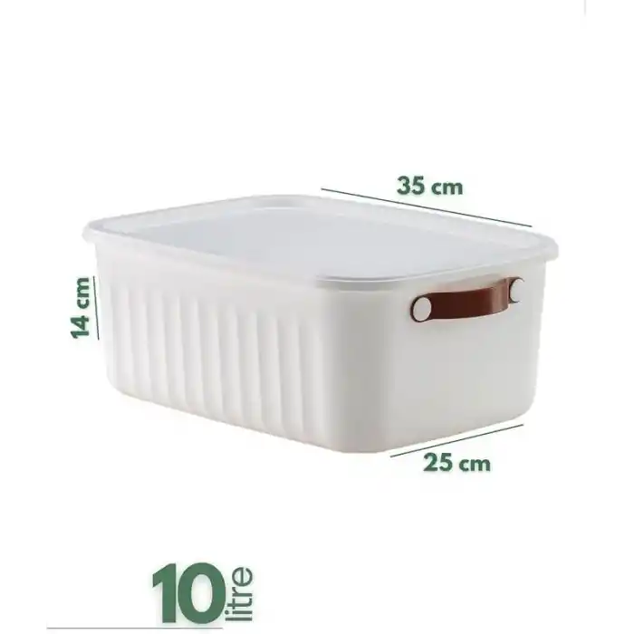 Deconox 1 Adet Düzenleyici Kapaklı Kutu, Dekoratif Saklama Kutusu, Organizer (35cm*25cm*14cm) BEYAZ 10 LİTRE