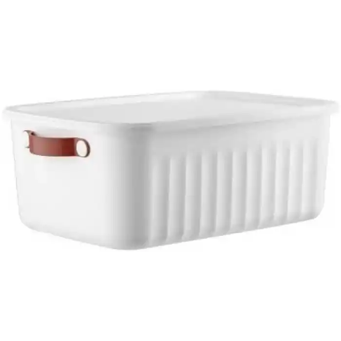 Deconox 1 Adet Düzenleyici Kapaklı Kutu, Dekoratif Saklama Kutusu, Organizer (35cm*25cm*14cm) BEYAZ 10 LİTRE