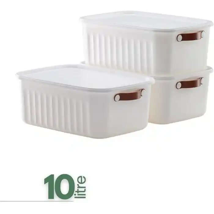 Deconox 1 Adet Düzenleyici Kapaklı Kutu, Dekoratif Saklama Kutusu, Organizer (35cm*25cm*14cm) BEYAZ 10 LİTRE
