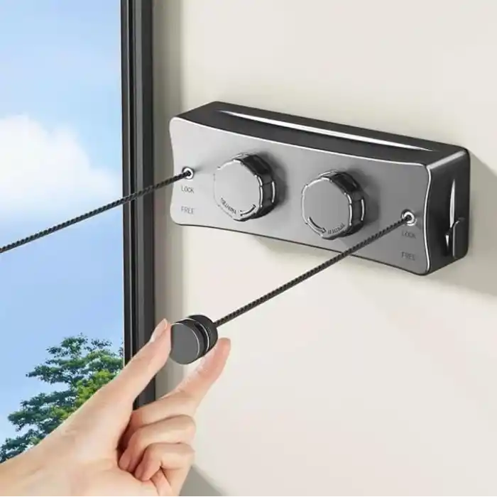 Polham 5.1 Metre Uzayabilir Çift Halatlı Çelik Dayanıklı Çek-Bırak Çamaşır İpi, 40 KG Taşıma Kapasiteli