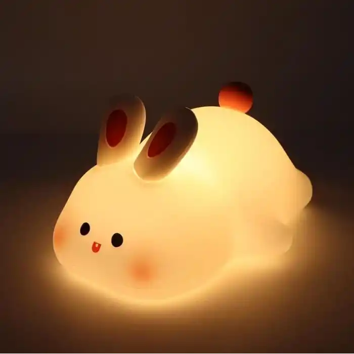 Coverzone Yumuşak Silikon Tavşan Mini Gece Lambası Dekoratif Işık Derecesi Ayarlanabilir Yatak Odası Lambası Rabbit Kitap Okuma Lambası Çocuk Odası (Tavşan - YH302)