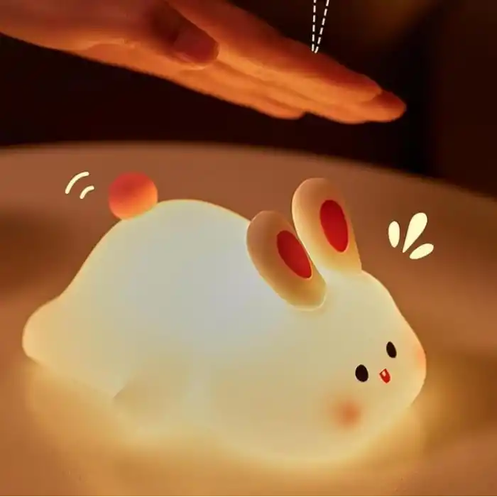 Coverzone Yumuşak Silikon Tavşan Mini Gece Lambası Dekoratif Işık Derecesi Ayarlanabilir Yatak Odası Lambası Rabbit Kitap Okuma Lambası Çocuk Odası (Tavşan - YH302)