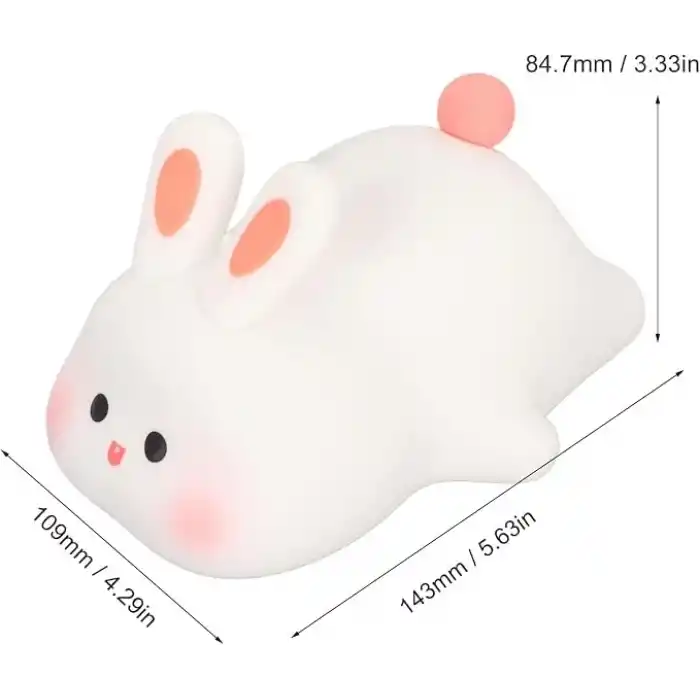 Coverzone Yumuşak Silikon Tavşan Mini Gece Lambası Dekoratif Işık Derecesi Ayarlanabilir Yatak Odası Lambası Rabbit Kitap Okuma Lambası Çocuk Odası (Tavşan - YH302)