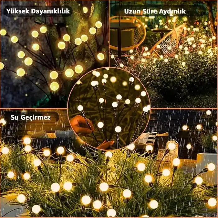 Robeve 2li Paket 6lı Ateş Böceği Bahçe Aydınlatması Solar Güneş Enerjisi Bahçe Aydınlatması Güneş Enerjili Aydınlatma Gün Işığı Aydınlatma Led Işık Su Geçirmez Işık