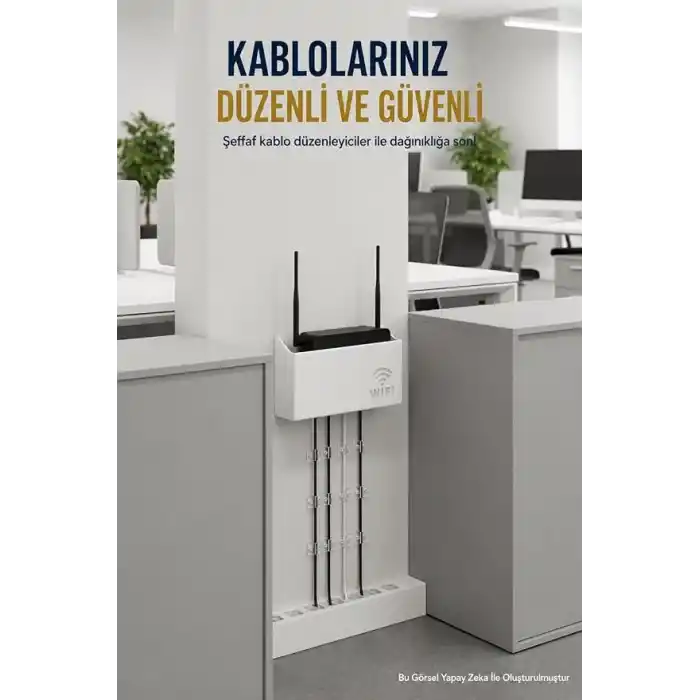 3lü Set Modem Gizleme Kutusu | Wi-Fi Router Saklama Kutusu | Pleksi Duvar Tipi Modem Koruyucu + 20 Adet Kablo Düzenleyici + 2 Adet Yapışkanlı Vidalı Askı Hediyeli (3, 3Lü Set)