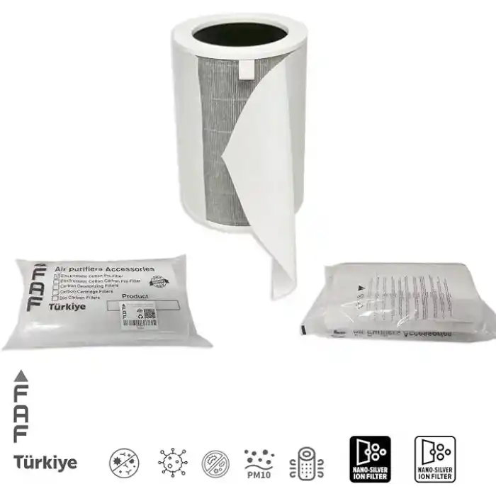 Faf Fresh Air Filter 10 Adet Xiaomi Smart Purifier 4 Lite İle Uyumlu Filtre Üstüne Uyumlu Gümüş İyonlu Elektrostatik Toz Tutucu Ön Filtre