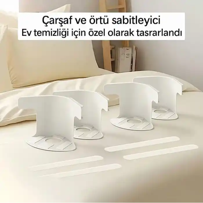 Orret Home 4 Adet Çarşaf Sabitleyici – Çarşaf Klipsi, Yatak Çarşafı Tutucu ve Kilitleyici Klips Seti, Kayma Önleyici Dayanıklı Plastik Çarşaf Sabitleme Aparatı, Tüm Yatak Boyutlarıyla Uyumlu