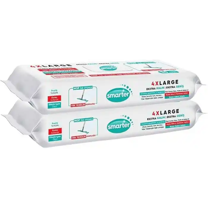 Smarter 2 Adet Yer Temizlik Havlusu Bezi 4XL Mopa Uyumlu Yüzey Beyaz Sabun Kokulu Sirke ve Karbonat Katkılı 60 Yaprak
