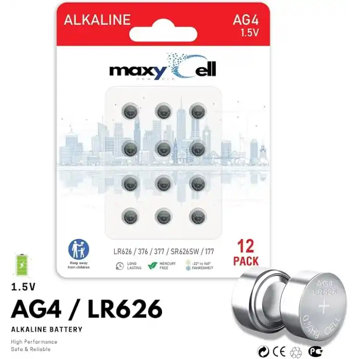 12 Adet AG4 LR626 Alkalin Düğme Pil 1,5V; Saatler, Oyuncaklar, Araç Kumandaları, Hesap Makineleri, İşitme Cihazları ve Elektronik Cihazlar için Yüksek Kapasiteli, Uzun Ömürlü Sızdırmaz