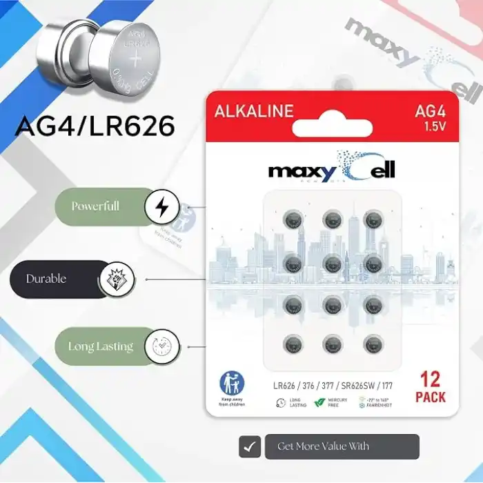 12 Adet AG4 LR626 Alkalin Düğme Pil 1,5V; Saatler, Oyuncaklar, Araç Kumandaları, Hesap Makineleri, İşitme Cihazları ve Elektronik Cihazlar için Yüksek Kapasiteli, Uzun Ömürlü Sızdırmaz