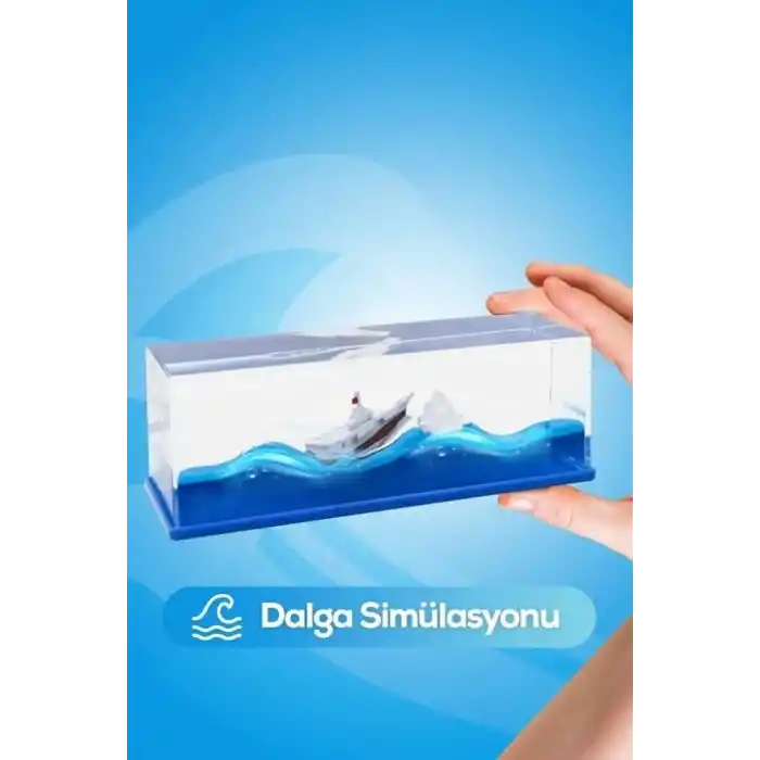 Busstier Batmayan Gemi, Interaktif Hareketli Gemi Biblosu, Su ve Mavi Yağlı Dinamik Deniz Manzaralı Dekoratif Blok