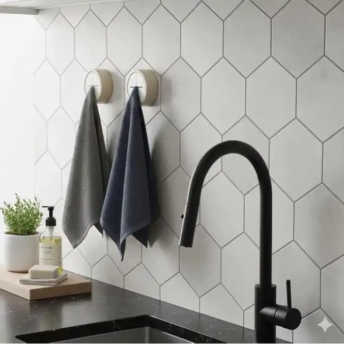 Pratik Tak-Çıkar Havlu Askısı - Kendinden Yapışkanlı, Vidalama Gerektirmez, 2’li Set – Mutfak, Banyo, Kapı Arkası İçin Uygun