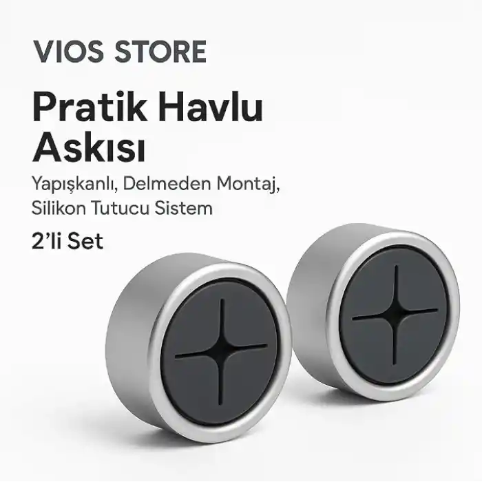 Pratik Tak-Çıkar Havlu Askısı - Kendinden Yapışkanlı, Vidalama Gerektirmez, 2’li Set – Mutfak, Banyo, Kapı Arkası İçin Uygun