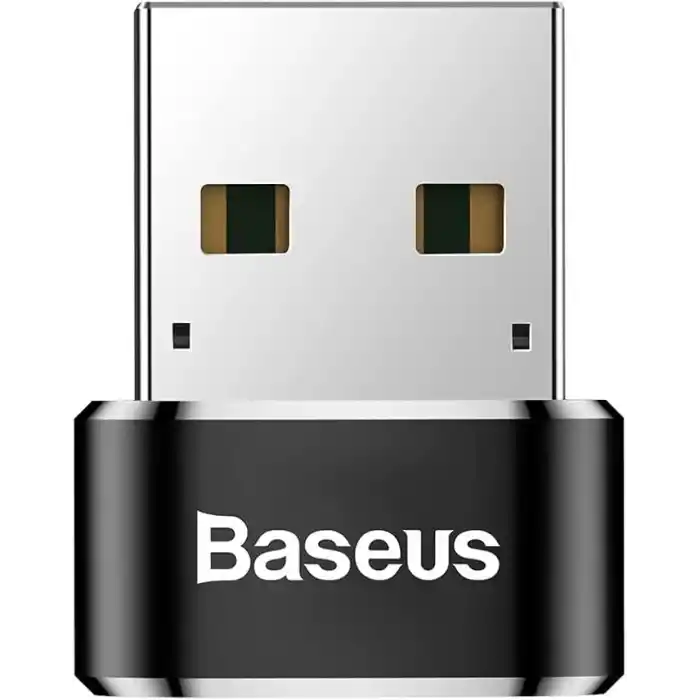Baseus, Bilgisayar/Telefon Mini Hub Adaptörü, Siyah, 3A, Giriş: USB Type A 2.0, Çıkış: USB Type C,Seyahat Boy, Hafif
