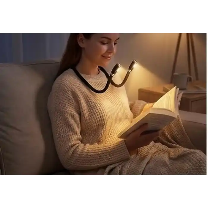 Esnek LED Boyun Lambası, Eller Serbest Kitap Okuma Işığı, Bükülebilir Pilli Gece Lambası – Örgü, Dikiş, Kamp, Tamir ve Çalışma İçin 3 Kademeli Parlak Göz Korumalı Taşınabilir Aydınlatma