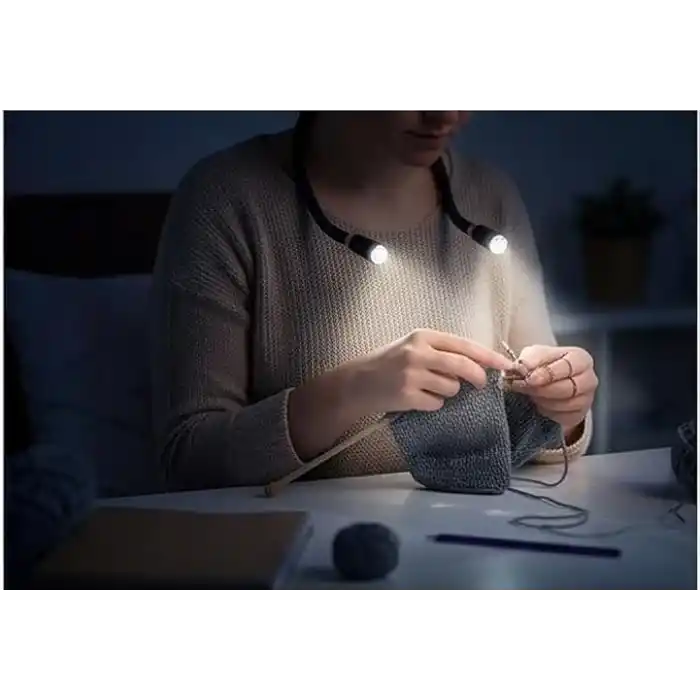Esnek LED Boyun Lambası, Eller Serbest Kitap Okuma Işığı, Bükülebilir Pilli Gece Lambası – Örgü, Dikiş, Kamp, Tamir ve Çalışma İçin 3 Kademeli Parlak Göz Korumalı Taşınabilir Aydınlatma
