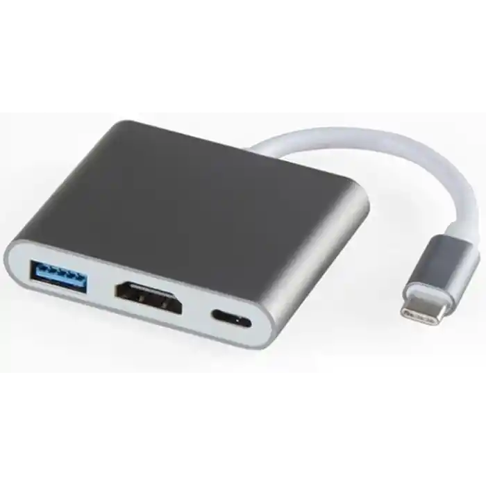 Coverzone Type-c 3in1 Hdmi 4K Usb 3.0 Görüntü Veri Aktarımı Sağlar Usb Adaptör Notebook ve Macbook ile Uyumlu TC-23