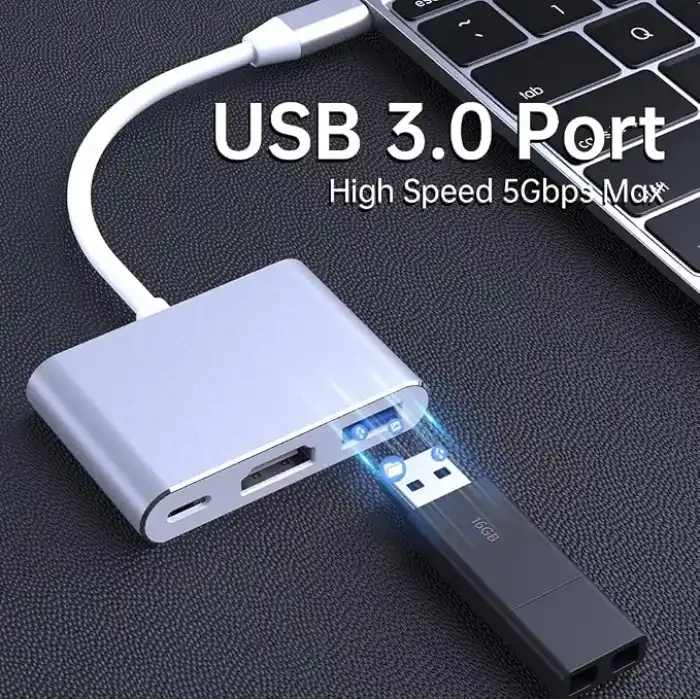 Coverzone Type-c 3in1 Hdmi 4K Usb 3.0 Görüntü Veri Aktarımı Sağlar Usb Adaptör Notebook ve Macbook ile Uyumlu TC-23