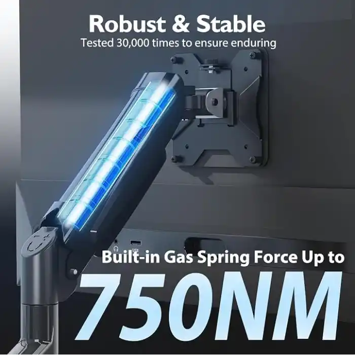 BONTEC 13-32 İnç Gazlı Amortisörlü Tekli Monitör Kolu, 9 kg’a Kadar, Tam Hareketli, VESA 75x75/100x100