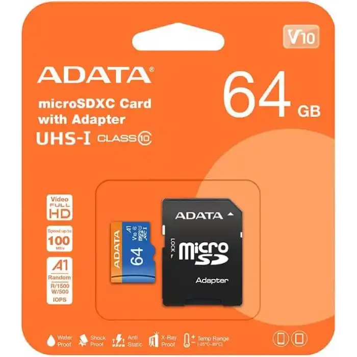 ADATA SD MicroSD Card 64GB SDXC (UHS-I Class 10) Ada Perakende