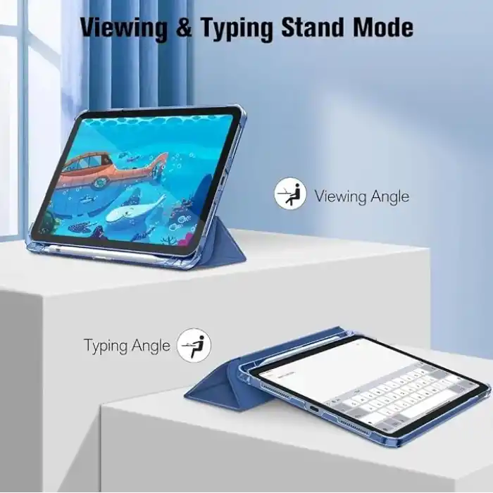 UnDePlus iPad 11.Nesil A16 11inç/10.Nesil 10.9inç ile uyumlu Kılıf Flip Cover Kalem Bölmeli PC Case