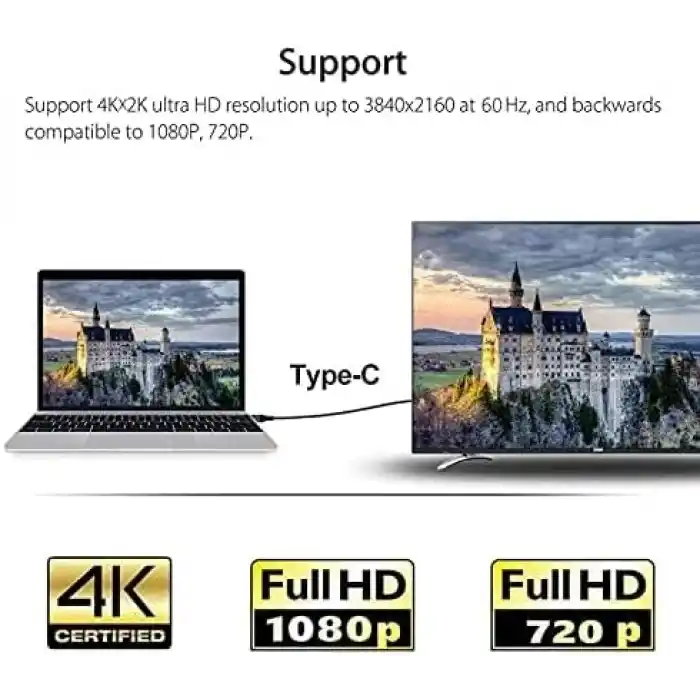 Daytona HC-01 Type-C to 4K Ultra Full HD HDMI USB-C Tak Çalıştır Macbookile ipadile telefon ile uyumlu Görüntü Aktarım Kablosu-1.8m