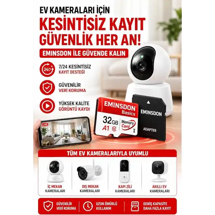 32GB Hafıza Kartı Mini Kamera Ev Araç Güvelik Kamerası Uyumlu Telefon Micro Kart Class10