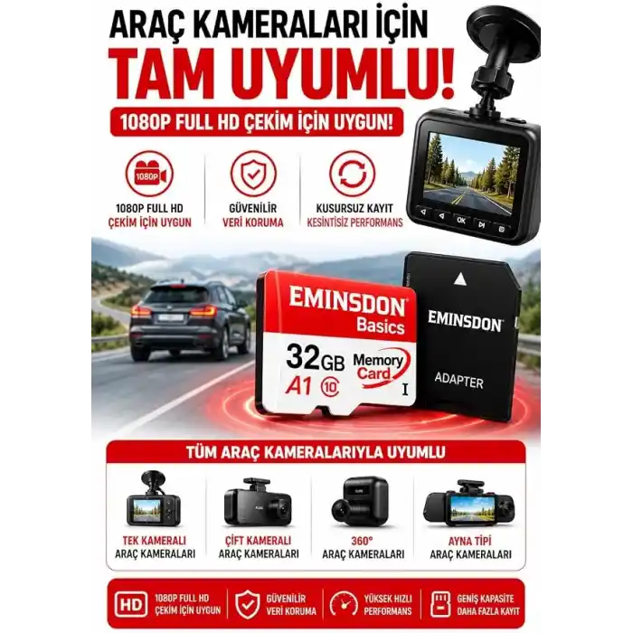32GB Hafıza Kartı Mini Kamera Ev Araç Güvelik Kamerası Uyumlu Telefon Micro Kart Class10