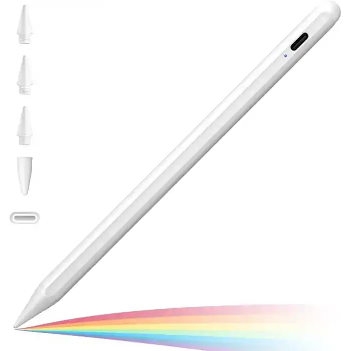 Cisteen iPad(2018-2024) için Stylus Kalem,iPad Pro 11/13 inç M4,iPad Air 11/13 inç M2,iPad 10/9/8/7/6,iPad Air 5/4/3,iPad Pro 11/12.9,iPad Mini 6/5 için Eğim Sensörlü Avuç İçi Reddi Aktif Stylus Kalem