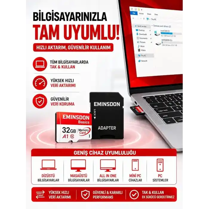 32GB Hafıza Kartı Mini Kamera Ev Araç Güvelik Kamerası Uyumlu Telefon Micro Kart Class10