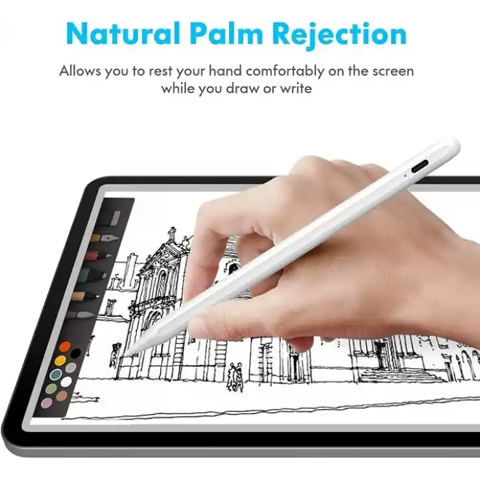 Cisteen iPad(2018-2024) için Stylus Kalem,iPad Pro 11/13 inç M4,iPad Air 11/13 inç M2,iPad 10/9/8/7/6,iPad Air 5/4/3,iPad Pro 11/12.9,iPad Mini 6/5 için Eğim Sensörlü Avuç İçi Reddi Aktif Stylus Kalem