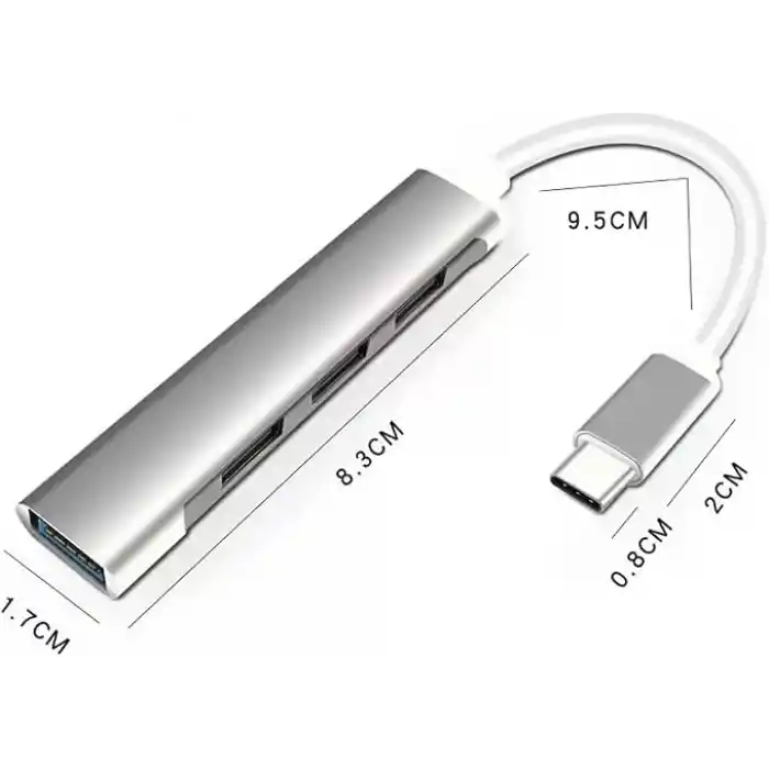 Coverzone Type-c To USB Hub 4 Port Çoklayıcı Macbook İle Uyumlu Çoğaltıcı Adaptör