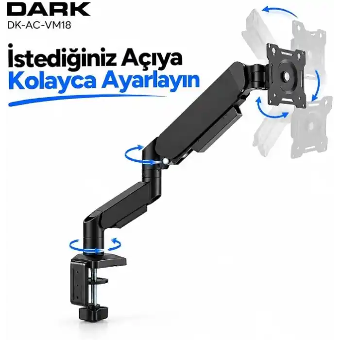 Dark VM18 1 Adet Monitör Takılabilen 13-32 Uyumlu Amortisörlü, Masa Monte Monitör Kolu (DK-AC-VM18)