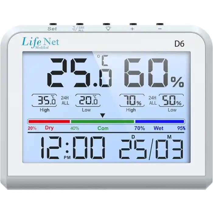 Life Net Medikal Dijital Termometre Isı Ve Nem Ölçer D6