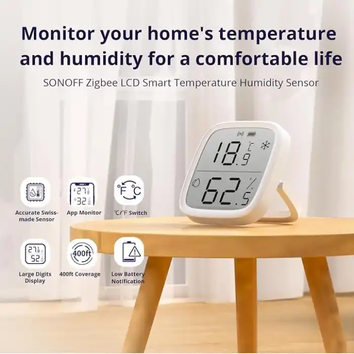 SONOFF SNZB-02D ZigBee LCD Ekranlı Akıllı Sıcaklık ve Nem Sensörü | SNZB-02D
