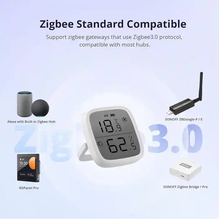 SONOFF SNZB-02D ZigBee LCD Ekranlı Akıllı Sıcaklık ve Nem Sensörü | SNZB-02D