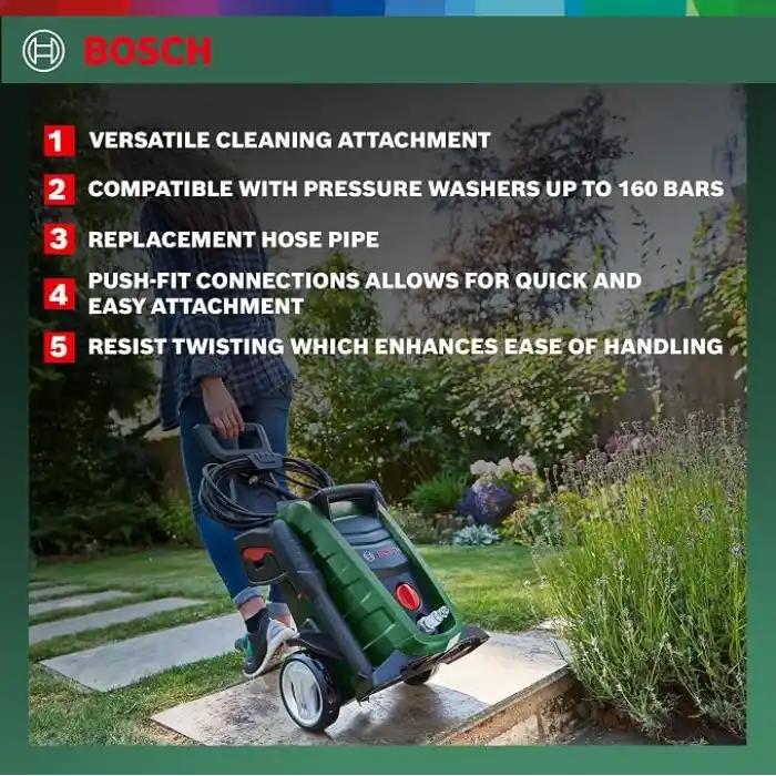 Bosch Home and Garden Yüksek Basınçlı Yıkamalar için 6 Metre Hortum Uzatması (160 BarA Kadar Olan Makineler için Uygundur)