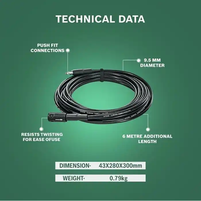 Bosch Home and Garden Yüksek Basınçlı Yıkamalar için 6 Metre Hortum Uzatması (160 BarA Kadar Olan Makineler için Uygundur)