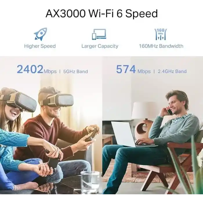 TP-Link RE705X, AX3000 Mbps Wi-Fi 6 Menzil Genişletici, Geniş Bant Güçlendirici, 1 Gigabit Bağlantı Noktalı Hotspot, 160 MHz Kanallar, Dahili Access Point Modu