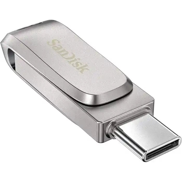 SanDisk Ultra Dual Drive Luxe USB Type-C Sürücü Akıllı Telefon Bellek 64 GB (Mobil Bellek, USB 3.2 Gen 1, Döner Tasarım, 400 MB/s Okuma, USB Sürücü, Otomatik Yedekleme)
