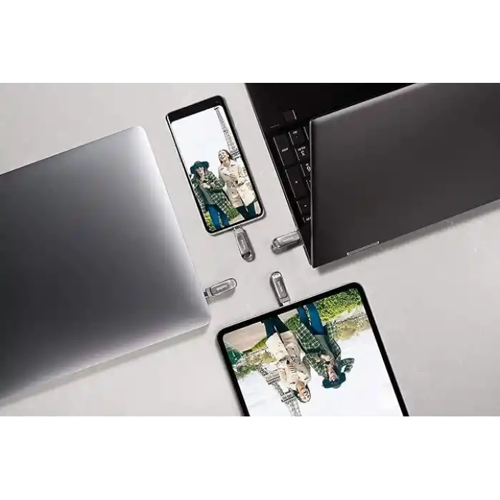 SanDisk Ultra Dual Drive Luxe USB Type-C Sürücü Akıllı Telefon Bellek 64 GB (Mobil Bellek, USB 3.2 Gen 1, Döner Tasarım, 400 MB/s Okuma, USB Sürücü, Otomatik Yedekleme)