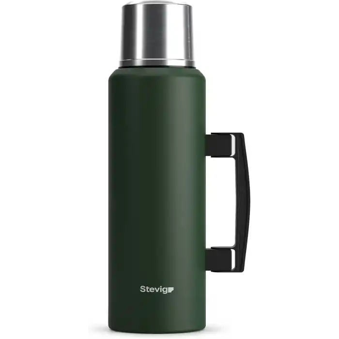 Stevig 4 Camp Klasik Vakumlu Kulplu Çelik Termos 1.5 LT. Green ST-206