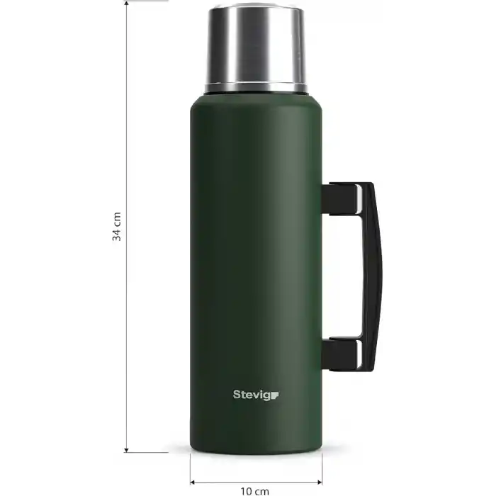 Stevig 4 Camp Klasik Vakumlu Kulplu Çelik Termos 1.5 LT. Green ST-206