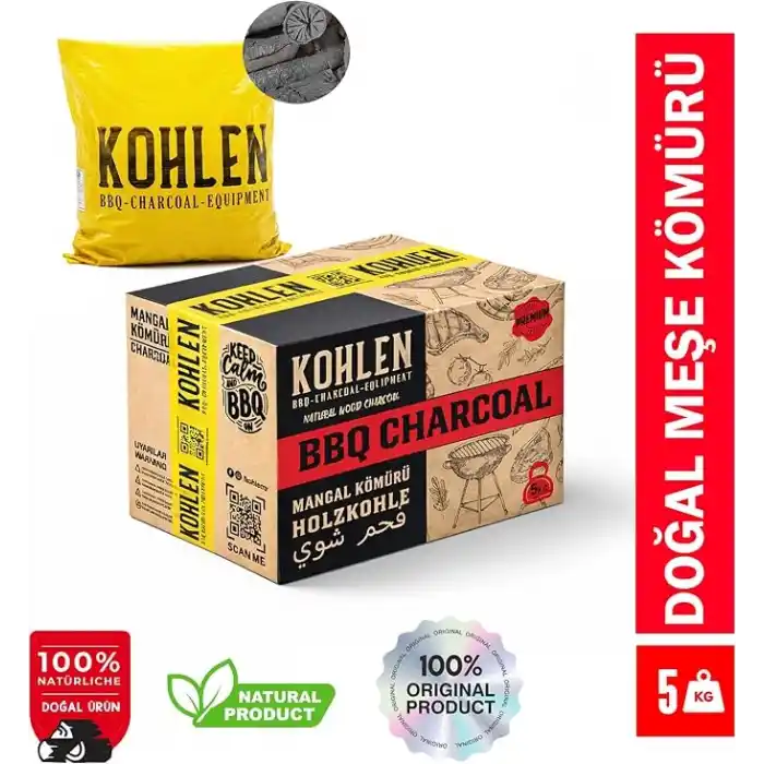 Doğal Meşe Mangal Kömürü 5 Kğ- Bbq Özel Paket