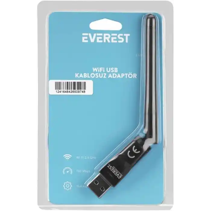 Everest EWN-212 150Mbps 2.4GHz 2dBi MT7601 Chipset Wifi Usb Kablosuz Adaptör