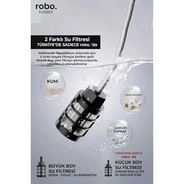 ROBO Turbo 1 Şarjlı 70 Bar Yüksek Basınçlı Oto Yıkama Makinesi Ve Sulama Tabancası